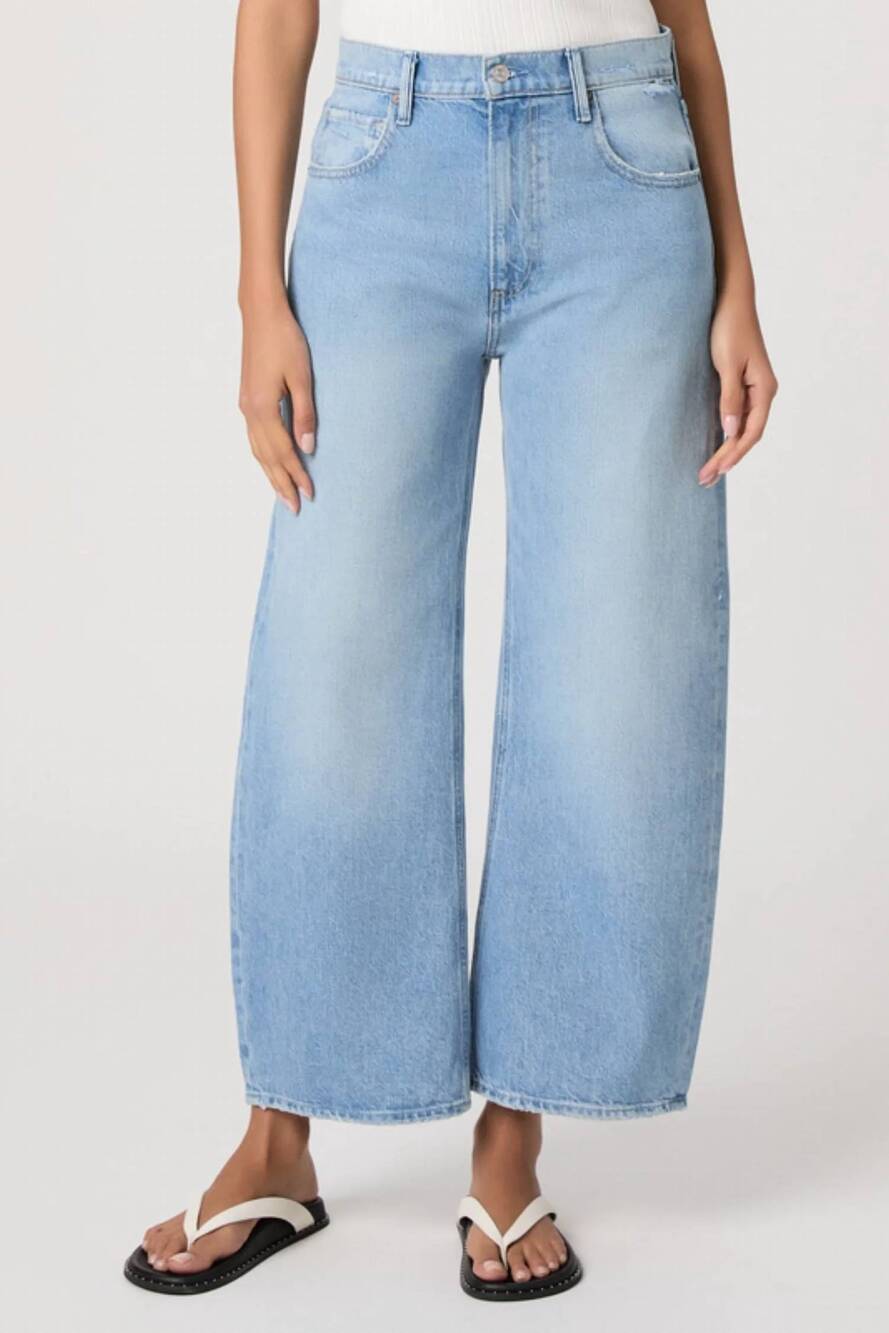 NEW PAIGE arellia ankle barrel leg jeans in fauve